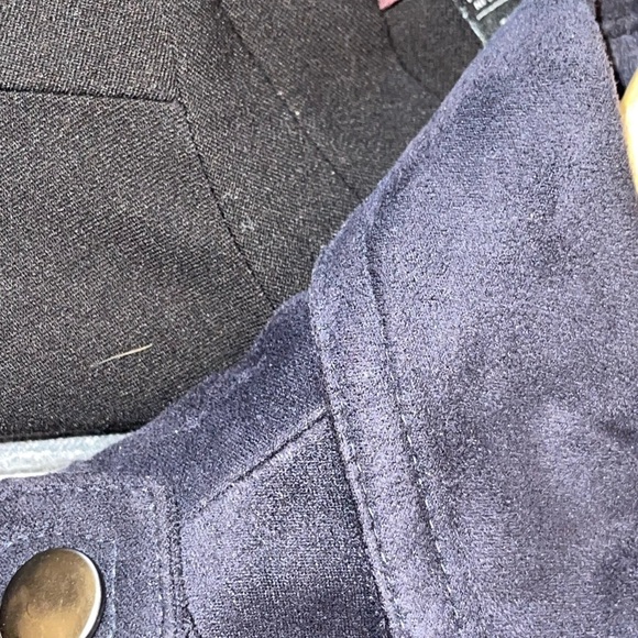 Blank Noir Faux Suede Navy Moto Jacket S - Picture 10 of 17